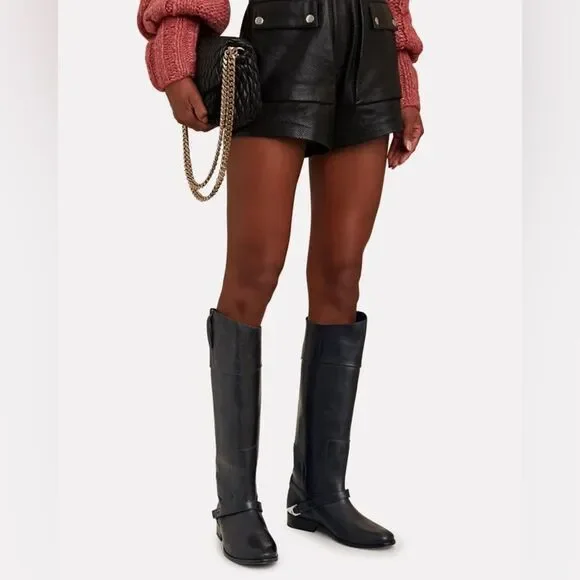 GOLDEN GOOSE Charlie Knee-High Leather Bootstrap Size EU 37 US 7 NWOB READ - Picture 4 of 11